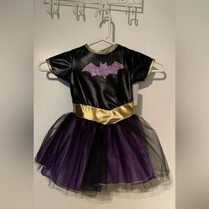 Toddler Girl’s Black and Purple Dress with Gold Accents
